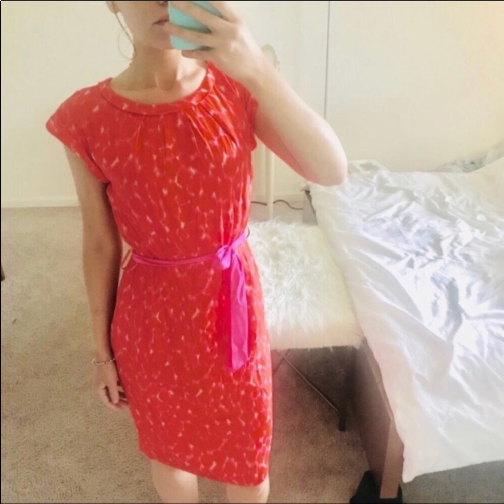 Boden orange tie waist sheath dress